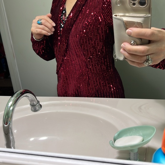 City Vibes double breasted, velvet sequence, blazer, and coat - Picture 5 of 7